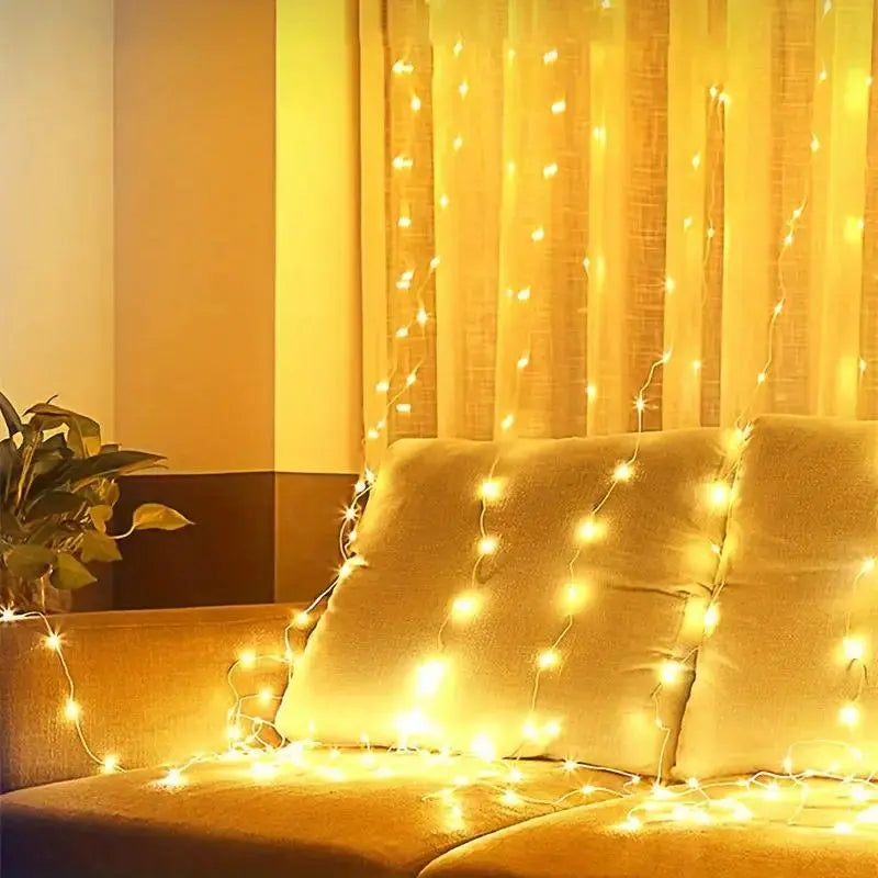 USB-Powered LED Curtain String Lights - Versatile Decorative Lighting for Weddings, Bedrooms, and Living Rooms with Remote Control and Multiple Lighting Modes