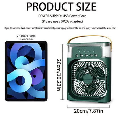 Multifunctional USB Misting Fan with LED Lighting, Timer, Adjustable Wind Speeds, and Spray Modes - Ideal for Desk, Nightstand, or Coffee Table Use, Requires 5V2A USB Power Adapter