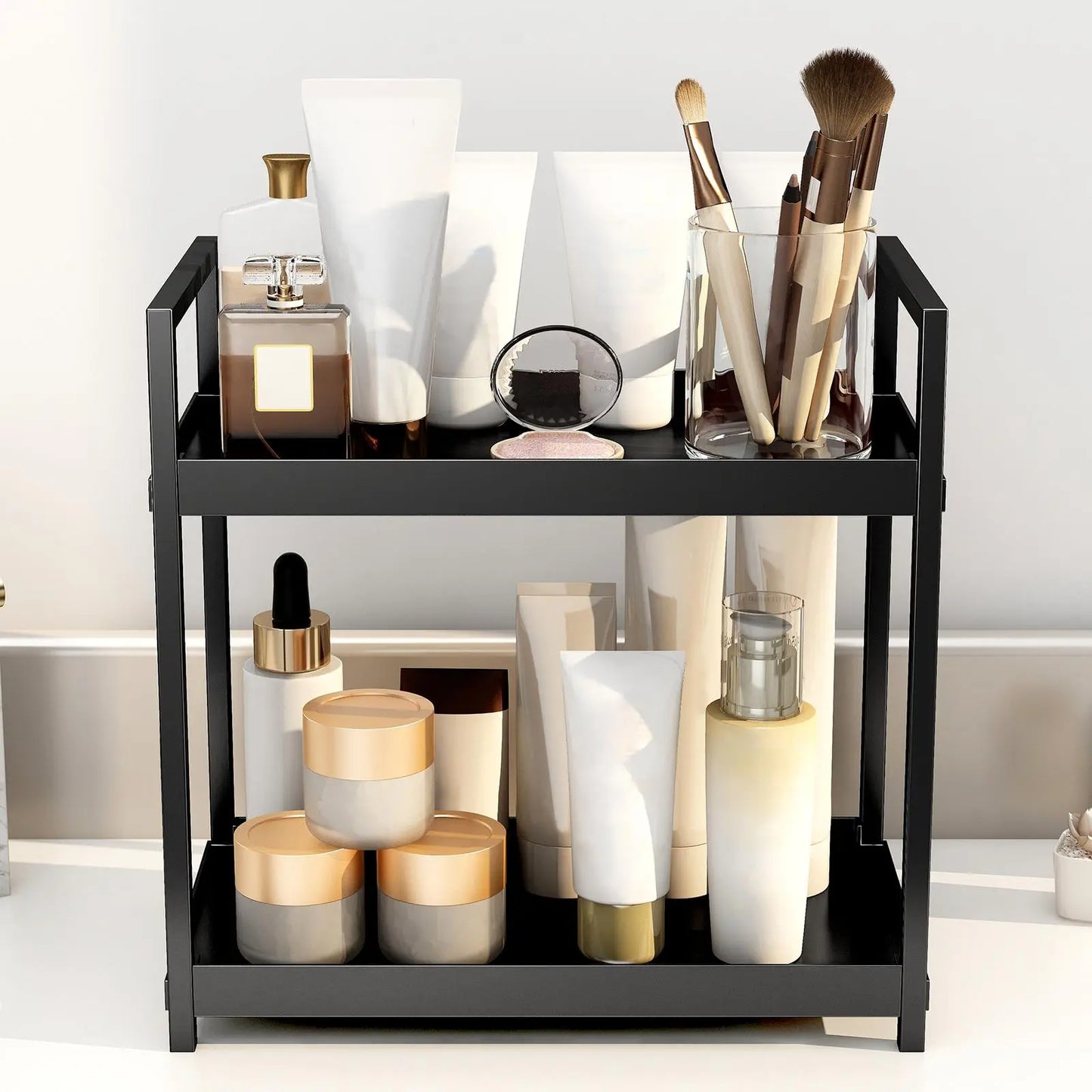 2-Layer Desktop Storage Rack, Cosmetic Holder, Spice and Beauty Supplies Versatile Organizer Shelf for Kitchen, Bathroom and Vanity, Makeup Cosmetic Organizer #GLOBAL PICKS