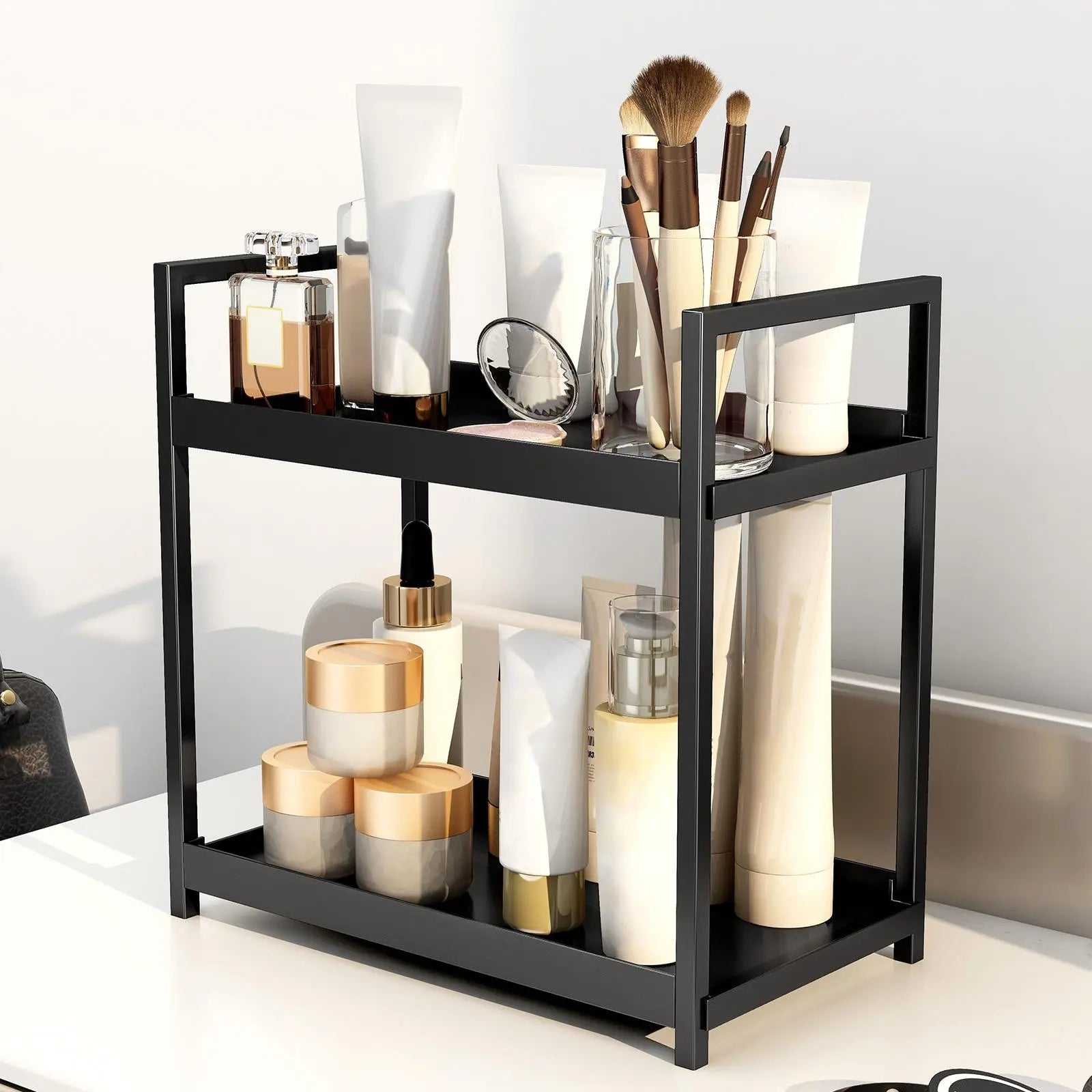 2-Layer Desktop Storage Rack, Cosmetic Holder, Spice and Beauty Supplies Versatile Organizer Shelf for Kitchen, Bathroom and Vanity, Makeup Cosmetic Organizer #GLOBAL PICKS