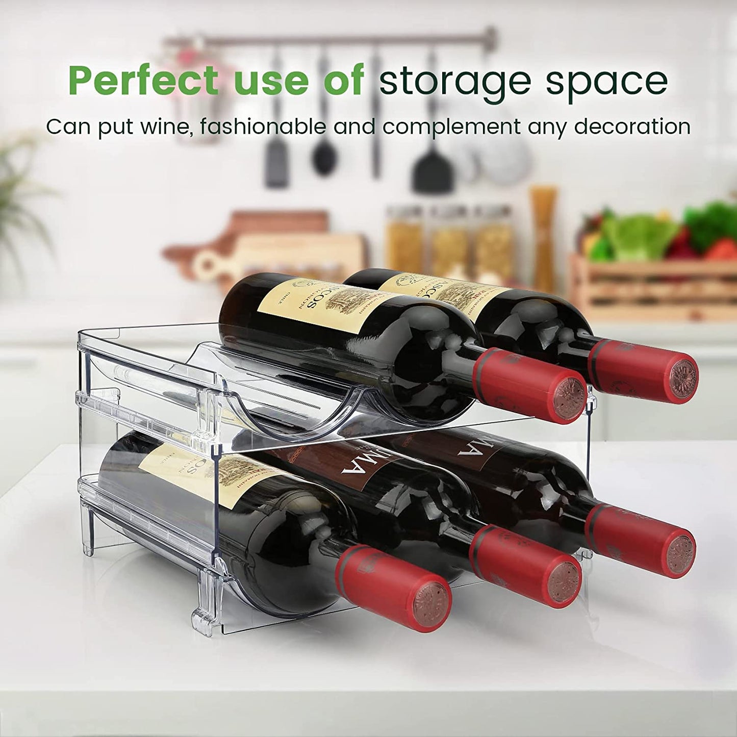 Maximize Your Space with Our Stackable Water Bottle Organizer - 2 Pack Clear Acrylic Storage Racks for Cabinets and Countertops