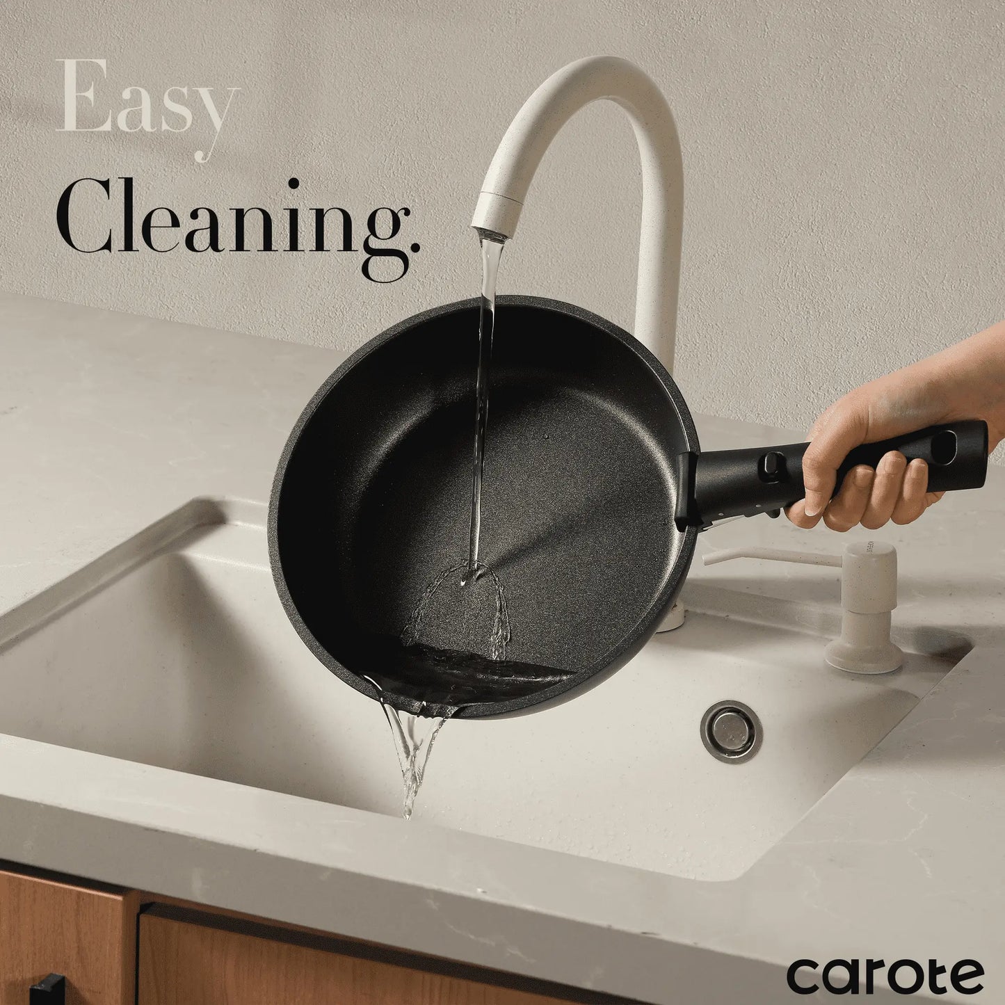 CAROTE 12-Piece Induction Cookware Set with Removable Handle - Non-Stick, Oven Safe Pots and Pans in Stylish Black/White