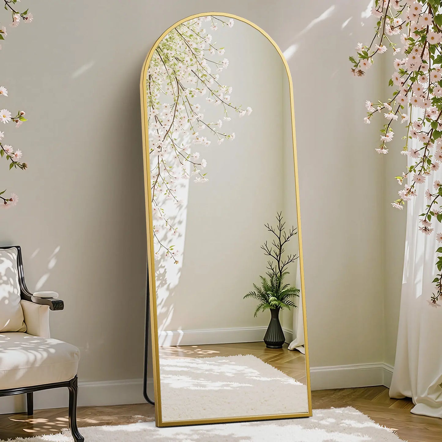 Furnichic Haven - Full Length Mirror with Stand Wall Mirror, Aluminum Frame Sturdy Structure, Room Decor Minimalist