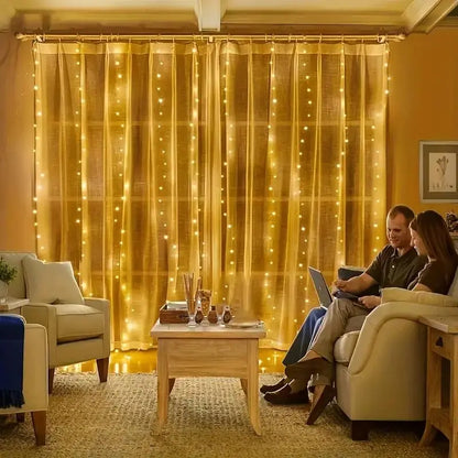 USB-Powered LED Curtain String Lights - Versatile Decorative Lighting for Weddings, Bedrooms, and Living Rooms with Remote Control and Multiple Lighting Modes