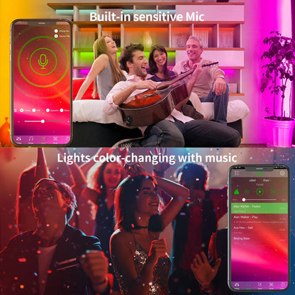 200FT Led Strip Lights RGB Music Sync for Bedroom ,More 100Ft 50Ft Bluetooth Christmas Lights with Smart App and Remote Control Indoor Lighting, for Room Decorating Party Decor