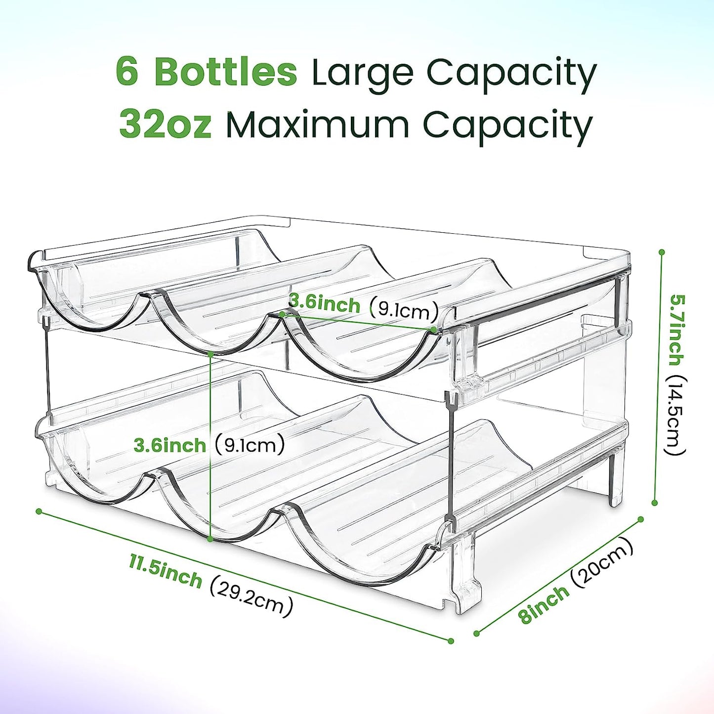 Maximize Your Space with Our Stackable Water Bottle Organizer - 2 Pack Clear Acrylic Storage Racks for Cabinets and Countertops