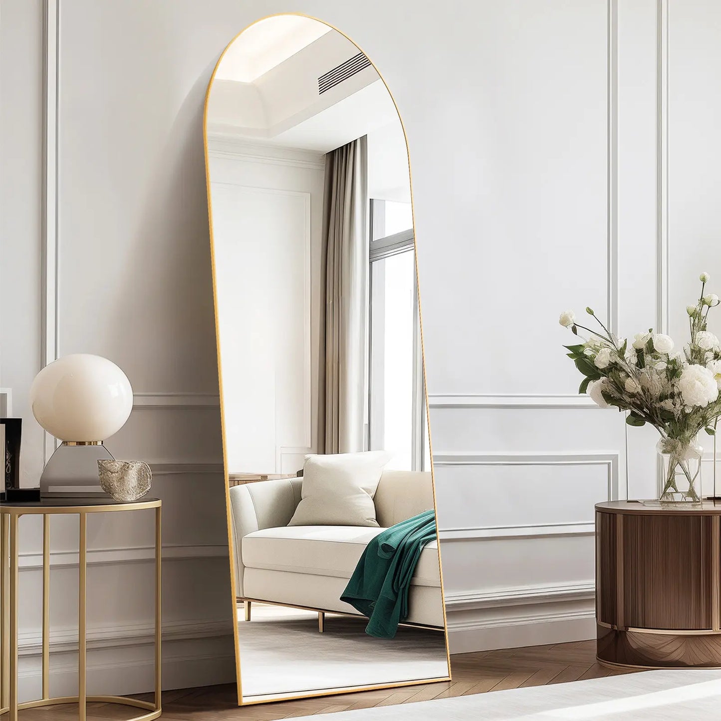 Furnichic Haven - Full Length Mirror with Stand Wall Mirror, Aluminum Frame Sturdy Structure, Room Decor Minimalist