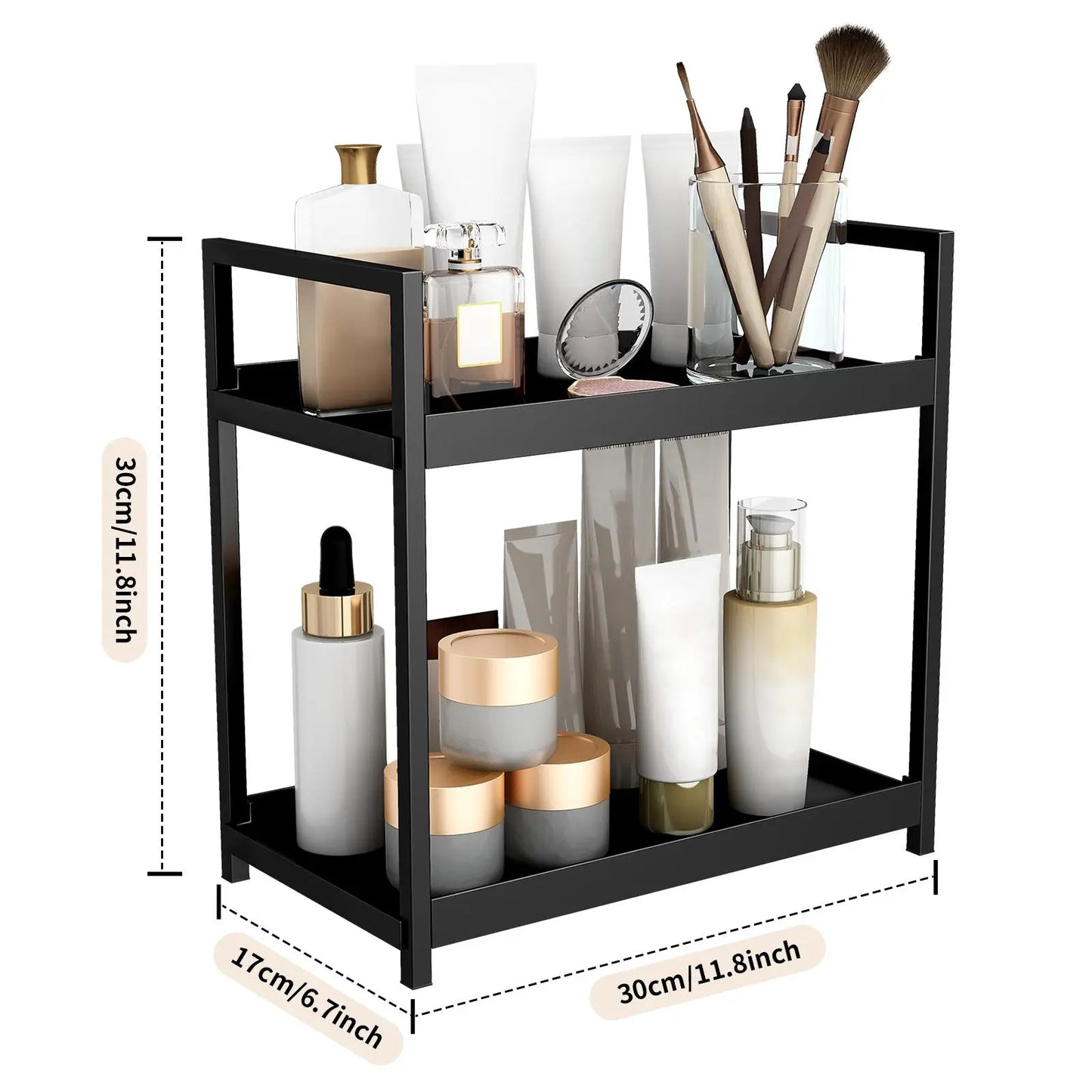 2-Layer Desktop Storage Rack, Cosmetic Holder, Spice and Beauty Supplies Versatile Organizer Shelf for Kitchen, Bathroom and Vanity, Makeup Cosmetic Organizer #GLOBAL PICKS