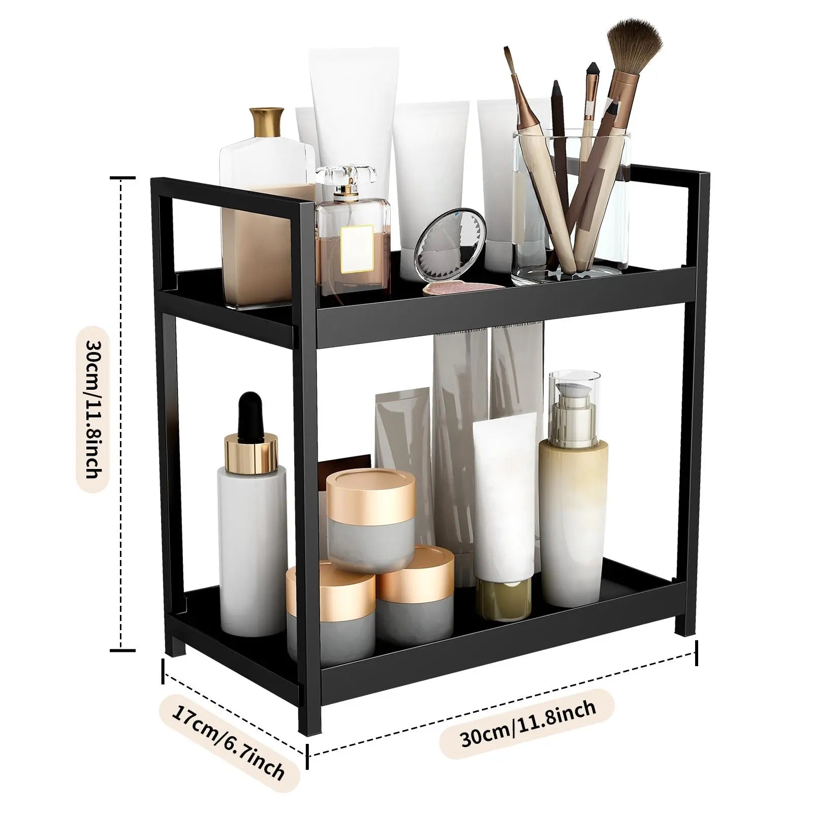 2-Layer Desktop Storage Rack, Cosmetic Holder, Spice and Beauty Supplies Versatile Organizer Shelf for Kitchen, Bathroom and Vanity, Makeup Cosmetic Organizer #GLOBAL PICKS