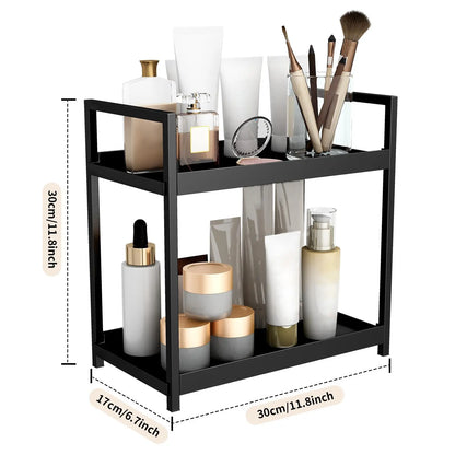 2-Layer Desktop Storage Rack, Cosmetic Holder, Spice and Beauty Supplies Versatile Organizer Shelf for Kitchen, Bathroom and Vanity, Makeup Cosmetic Organizer #GLOBAL PICKS