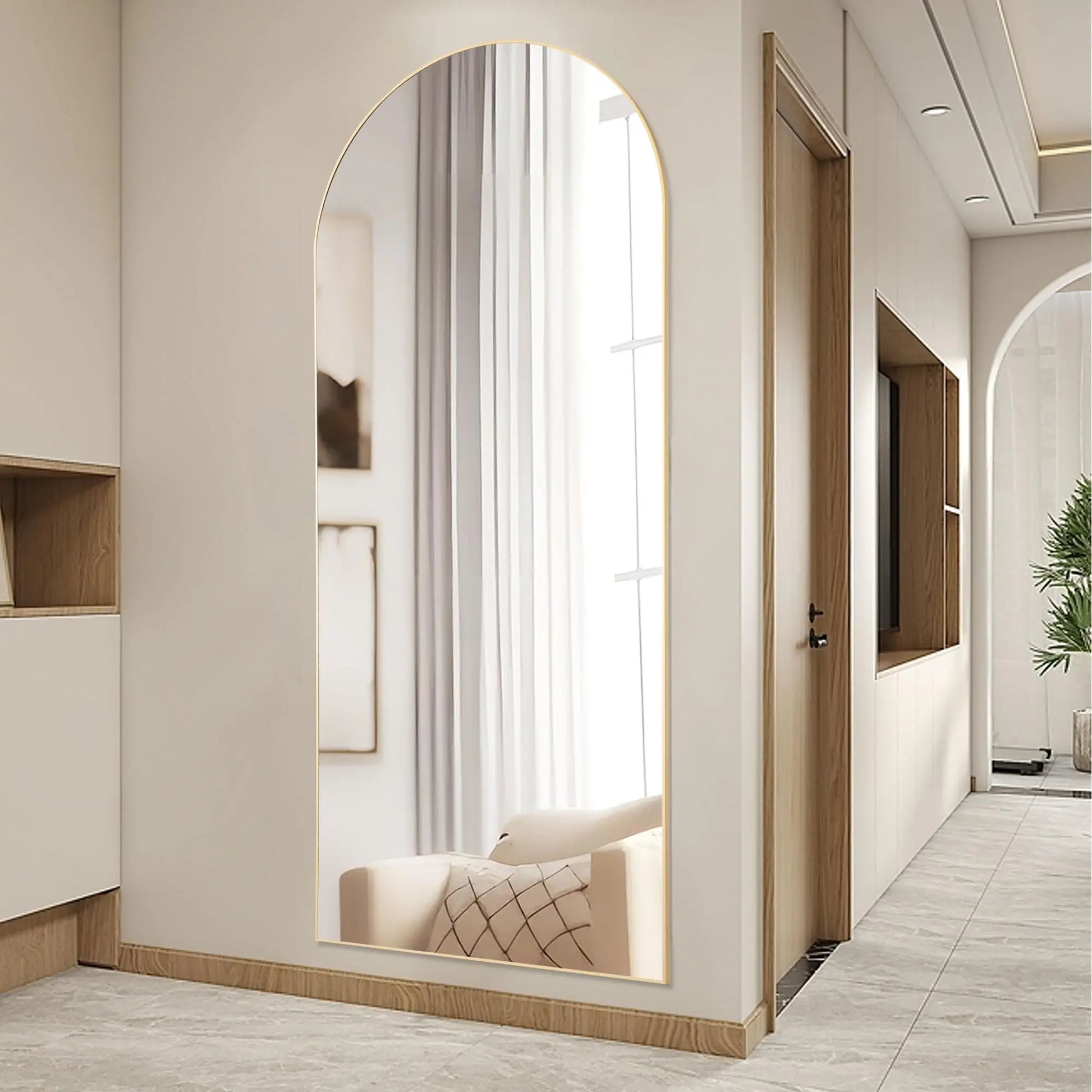 Furnichic Haven - Full Length Mirror with Stand Wall Mirror, Aluminum Frame Sturdy Structure, Room Decor Minimalist